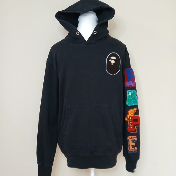 A Bathing Ape BAPE Pullover Hoodie Side Zippers Size Medium - Picture 1 of 12
